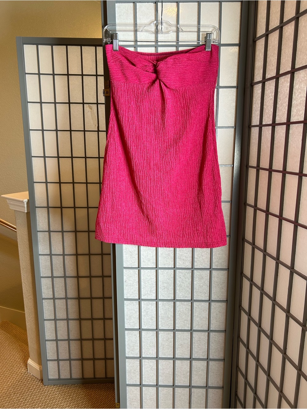 SHEIN Fuchsia Textured Strapless Mini Dress